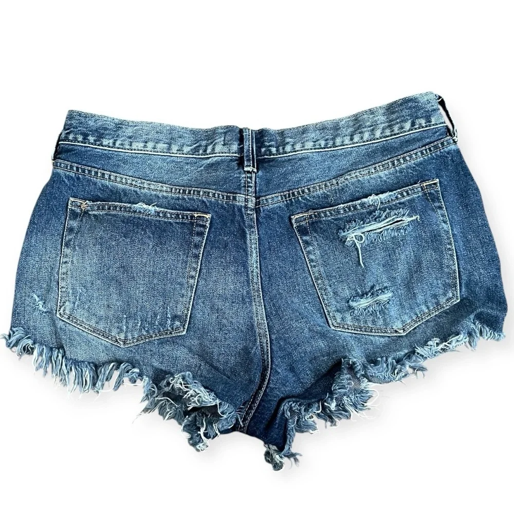 Free People We the Free Denim Cutoff Short LOVING GOOD VIBRATIONS Womens 30 blue